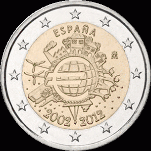 Spanje 2 euro 2012 10 jaar Euro UNC